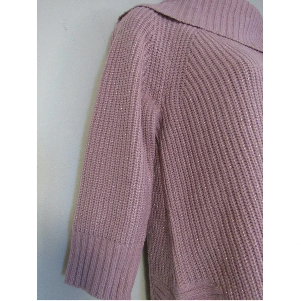 89th + Madison 3/4 Sleeve Button Detail Metallic Sweater Small Rose - Picture 6 of 8